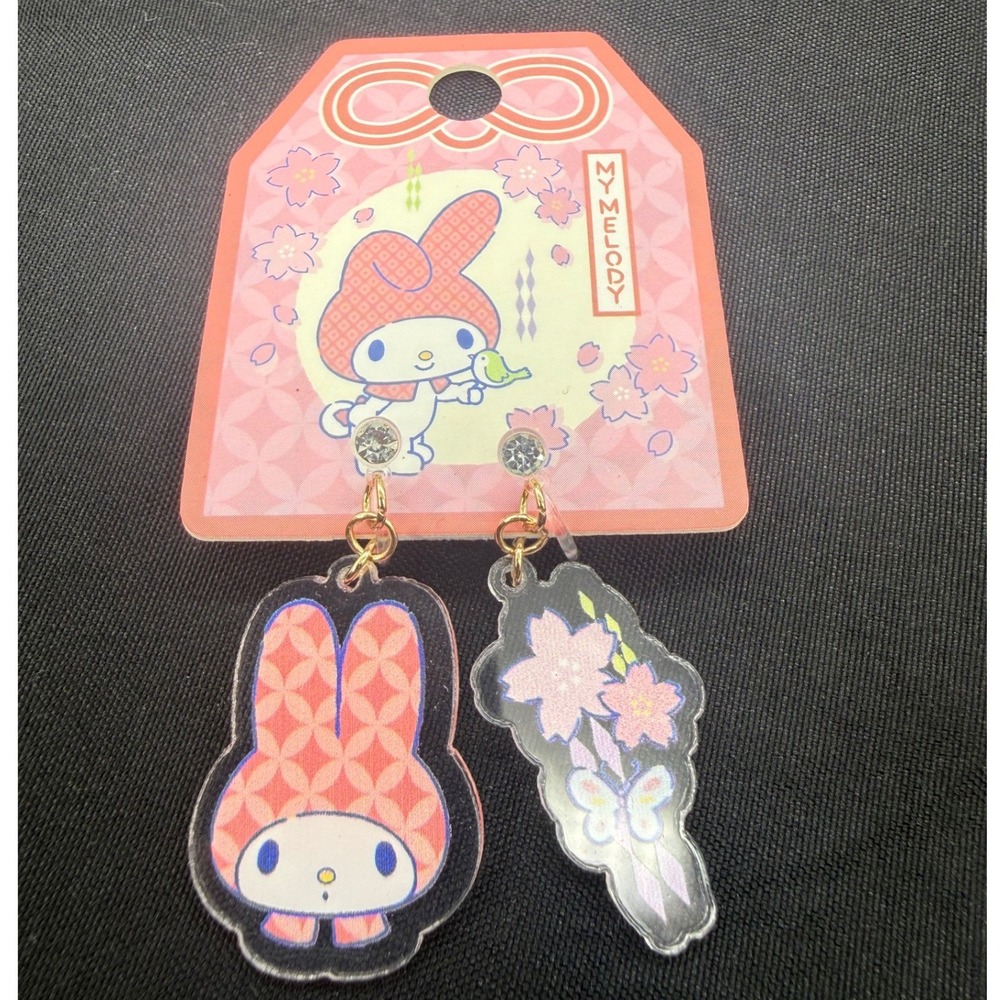 Sanrio My Melody Cherry Blossom Sakura Acrylic Clip-On Earrings Japan Exclusive